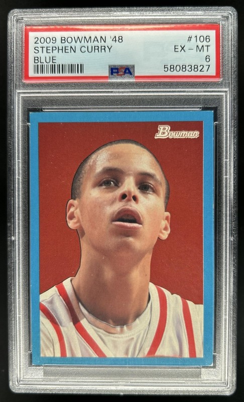 2009-10 Bowman 48 Stephen Curry Blue Rookie RC #/1948 Warriors PSA 6