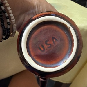 Brown Ceramic Coffee Mug w/ Handle, USA Marked, Impressed Backstamp