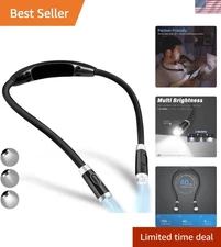 Rechargeable Neck LED Book Light With 3 Light Modes for Readers, Craft & Knit...