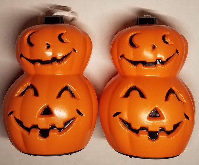 Halloween Decor Stacked Pumpkin Jack O Lantern Hard Plastic Blow Mold Light eBay