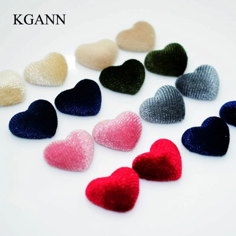 50pcs/lot Velvet Fabric Coverd Buttons 16mm Flatback Heart Shape Button Sewing C - Image 2 of 4