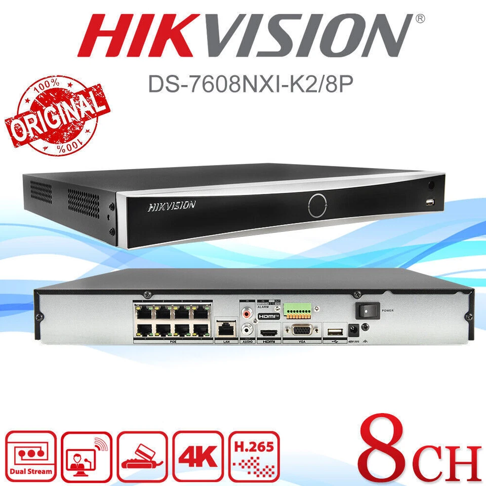 Hikvision 8CH NVR DS-7608NXI-K2/8P 8POE Colorvu Turret 5MP IP Camera Systems Lot - Image 2 of 4