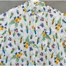 Izod Saltwater Shirt Mens XL White Floral Surfer Performance Hawaiian Vented