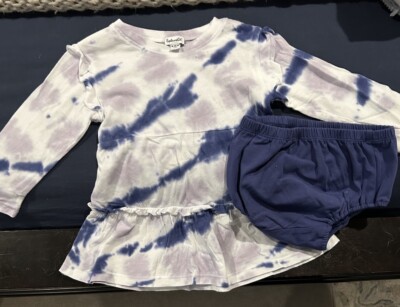 NWOT Splendid Baby Girl's Purple/Blue Tie Dye Eyelet Set Sz 6-12  