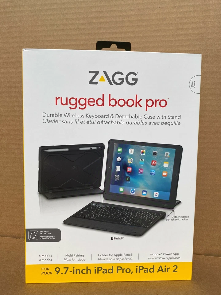 iPad Pro 9.7 Keyboard Case Stand - Zagg Rugged Book Pro Wireless Black - Image 2 of 4