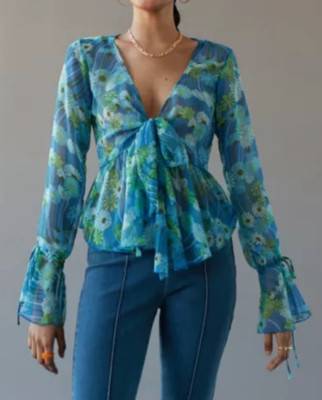 Urban Outfitters UO Paris Tie-Front Blouse -size L - NWT - $69