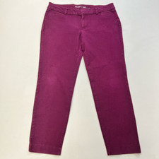 Old Navy Womens Cropped Pixie Pants Plum Mid Rise Back Pockets 8