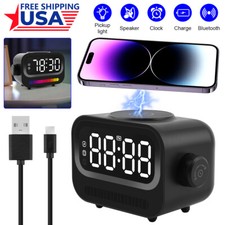 5 in1 Bluetooth Wireless Speaker Clock Alarm Light 15W Wireless Charging Charger