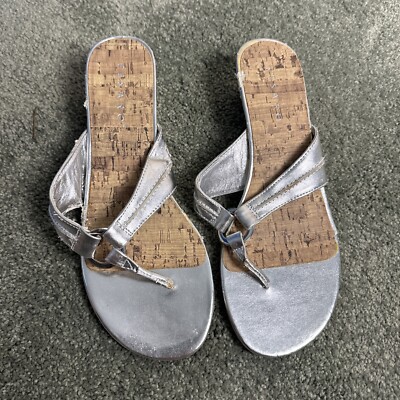 Pesaro thong silver SLides flops dress sandals size 9.5 womens | eBay