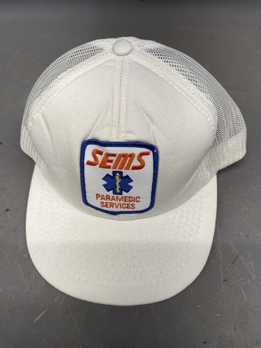 Vintage SEMS Paramedic Services SnapBack Trucker Hat Cap EMT Emergency Services