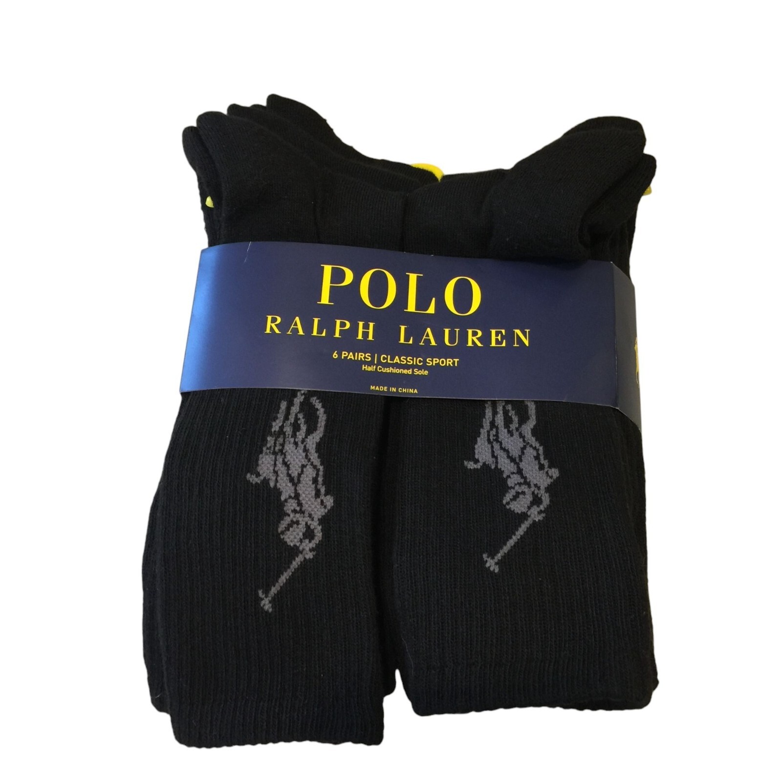 SAOLA Polo Black Uomo Crew 6 Paia Suola Classica Sport Mezza Ammortizzata 10 13
