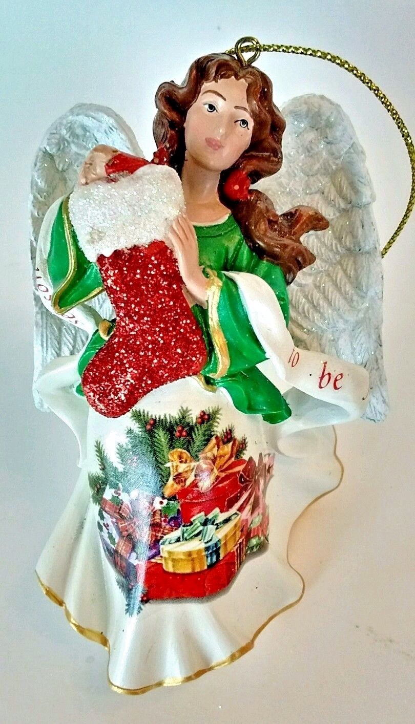 Danbury Mint Heavenly Angels Christmas Ornament Tis the Season Glitter