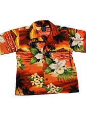 Boys FAVANT Orange Tropical Hawaiian Shirt Size 1/2