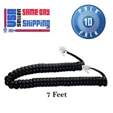 10 Pack Black 7 Foot Telephone Handset Cord Free Shipping Tuff Jacks