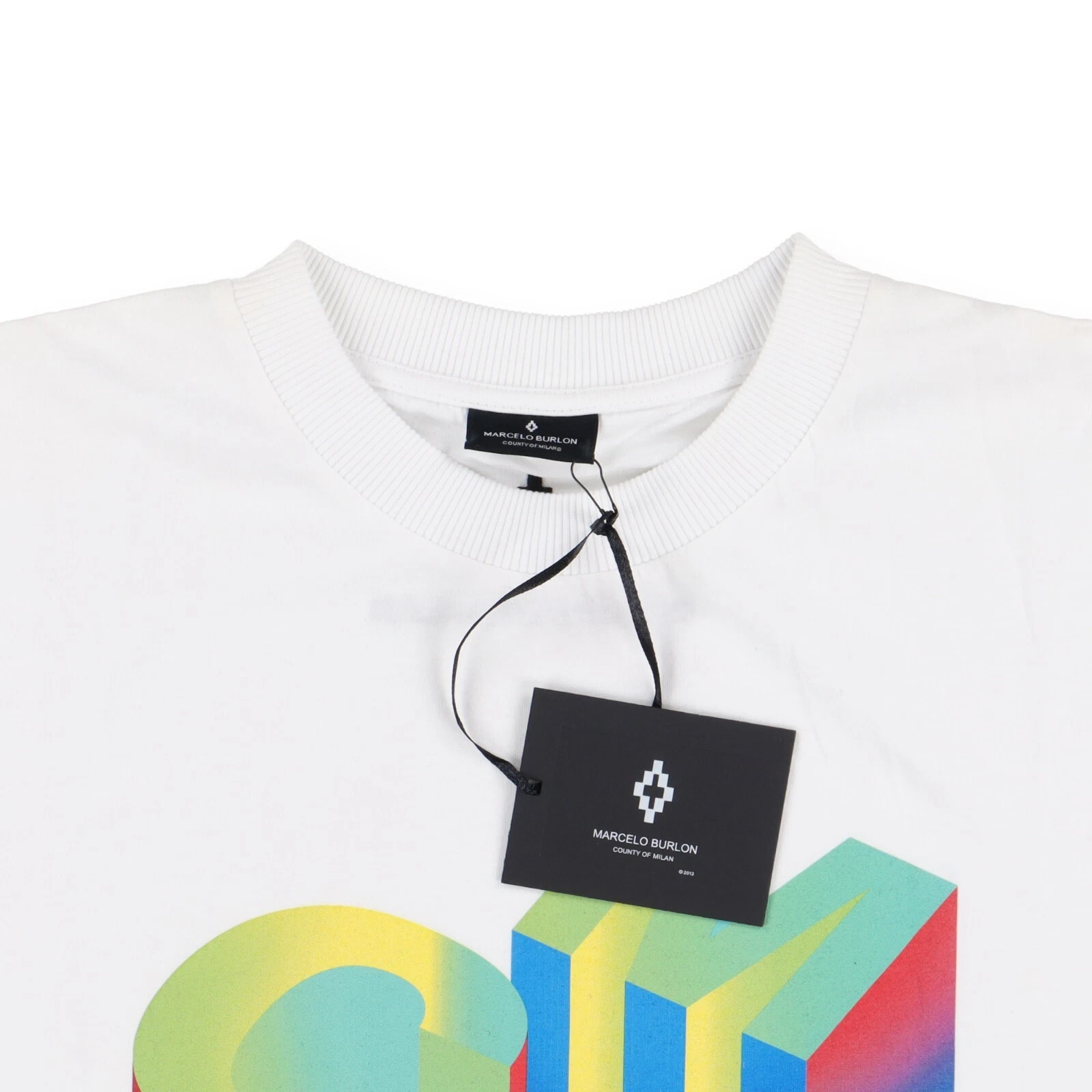 T Shirt Marcelo Burlon Bianca Arcobaleno Contea di Milano Logo Taglia S SS20 $320