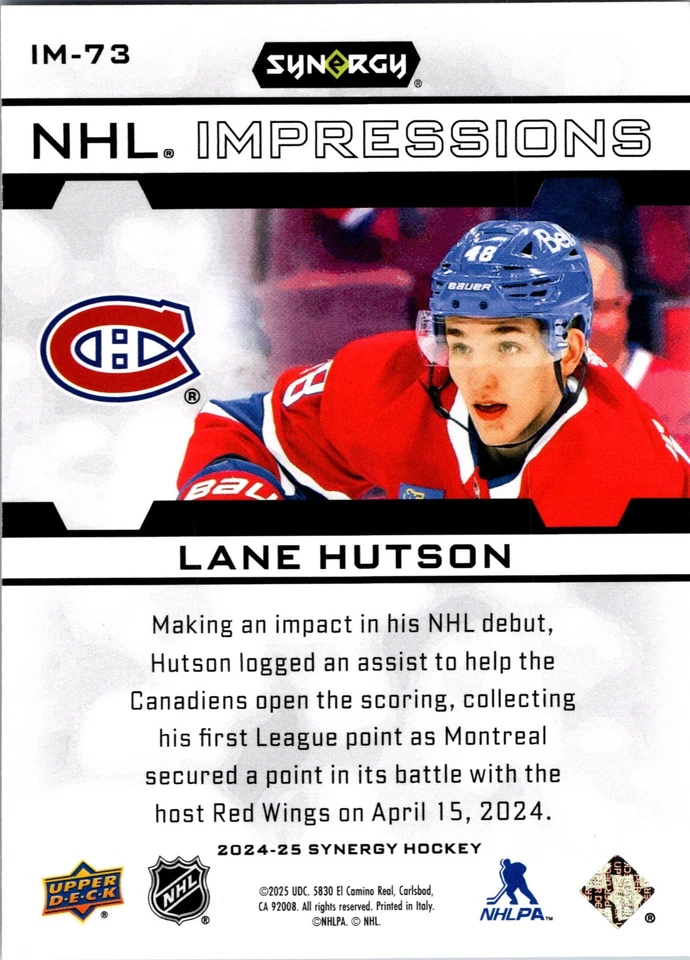 2024-25 Upper Deck Synergy NHL Impressions U-Pick - Image 2 of 2