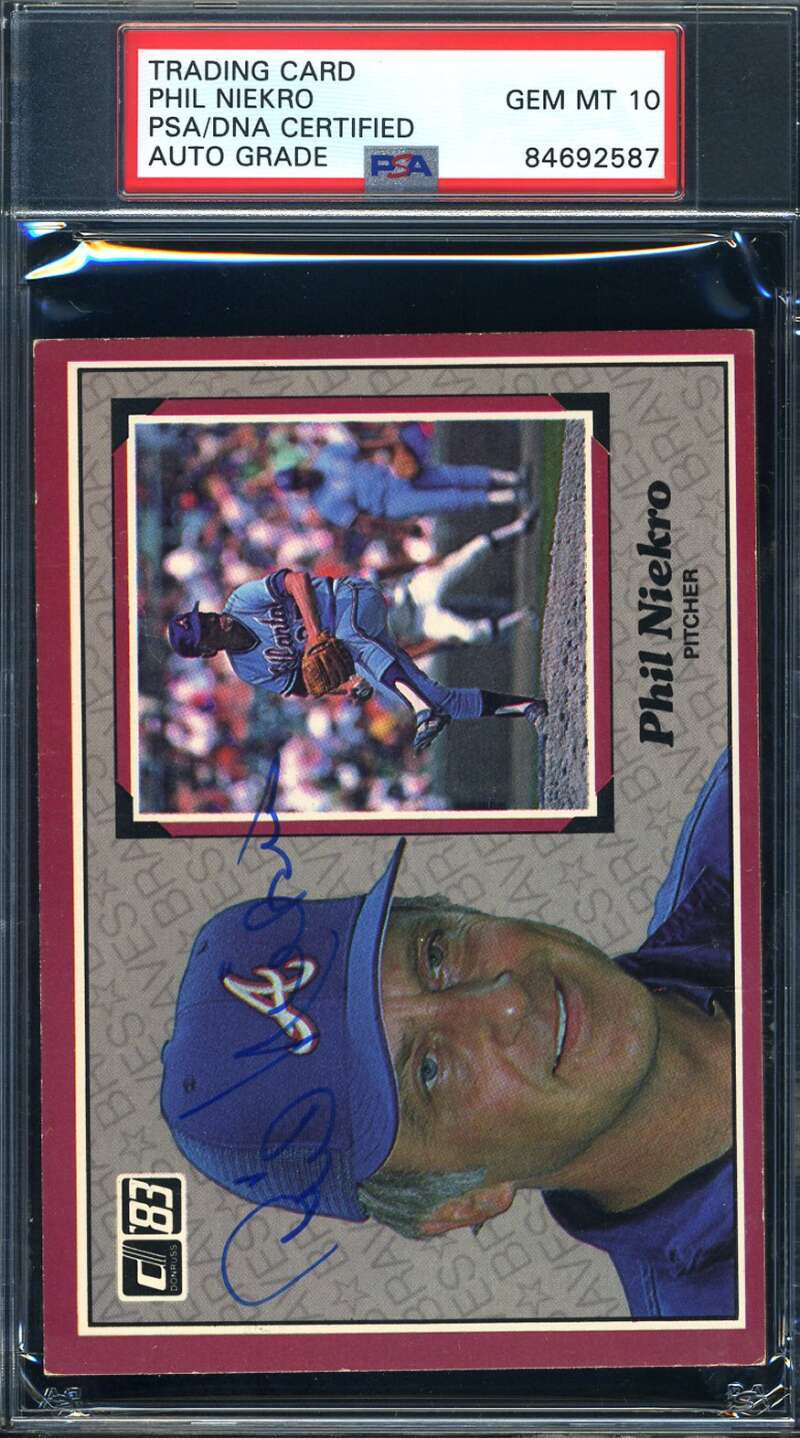 Phil Niekro PSA DNA Gem Mint 10 Signed 1983 Donruss Jumbo Autograph
