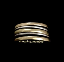 Lucky Brand Matte Gold & Matte Silver Tone Multi_Row Hammered Cuff Bracelet