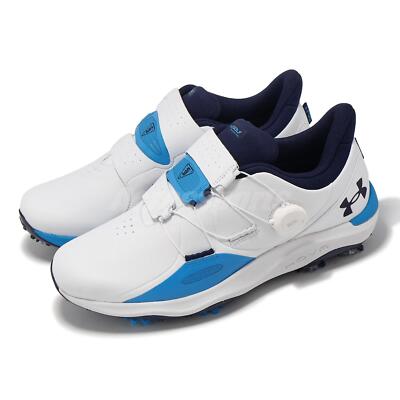 Under Armour Drive Pro BOA Wide UA White Blue Men Golf Spikes