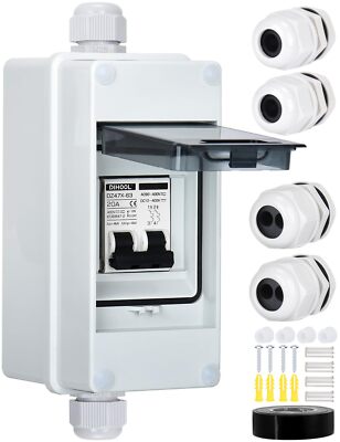 20 Amp Circuit Breaker with DIN Rail Box 400V DC Disconnect Solar Switch Fuse