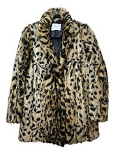 Velvet By Graham & Spencer Lux Faux Fur Leopard Animal Print Coat - Size Small