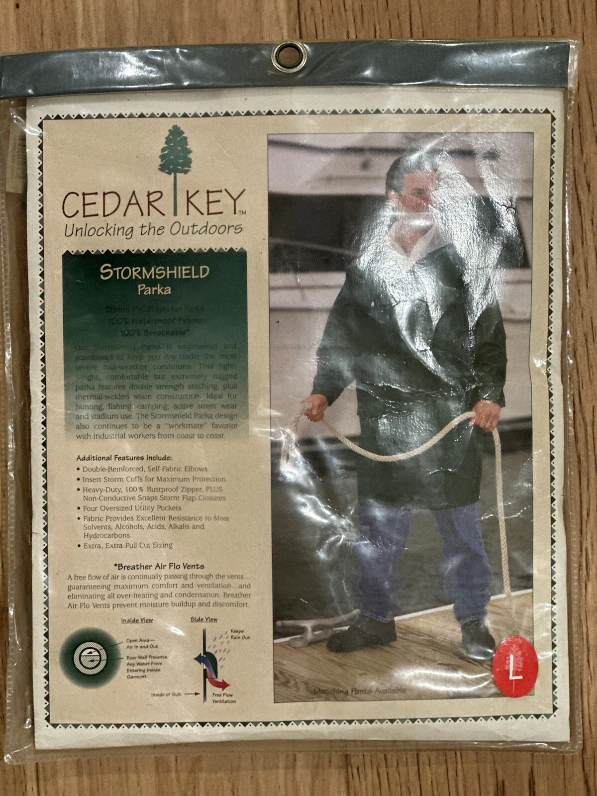 Cedar Key Stormshield Parka Men's Medium Green waterproof breathable lightweight
