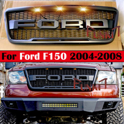 Front Bumper Grille For 2004-2008 2007 Ford F150 F-150 Raptor Style Grill Black