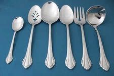 6pc Serving Tablespoon Casserole Pierced Oneida Community CLARETTE Stainless