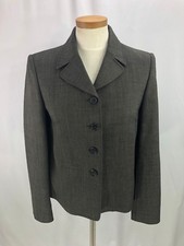 Ann Taylor Women's Gray Blazer Wool Blend Jacket Stretch Four Button Size 4
