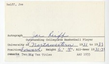 Joe Reiff Oshkosh All-Stars Kautsky Northwestern All-American page AUTO signée