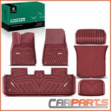 6x Gummimatten Automatten Fußmatten Rot Vorne Hinten TPE für Tesla Model Y 5YJY