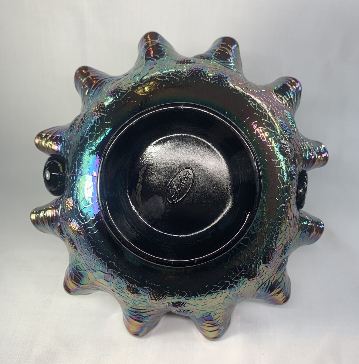 Fenton Art Glass Amethyst Carnival Persian Medallion Basket 1973