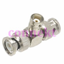 1x BNC female to two BNC male triple T in series adapter connector 1F2M splitter