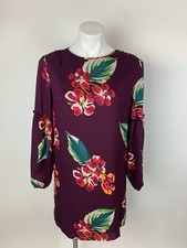 NEW Ann Taylor Loft Purple Tropical Floral Shift Dress XS