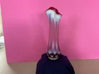 1940's Fenton Opalescent Cranberry Heart Optic Art Glass Swung Vase 1 of a Kind