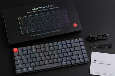 Keychron K2 Wireless Mechanical Keyboard, Bluetooth RGB Aluminum Frame, Grey