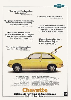 1976 Chevrolet Chevette: You Can Get It Fixed Anywhere Vintage Print Ad