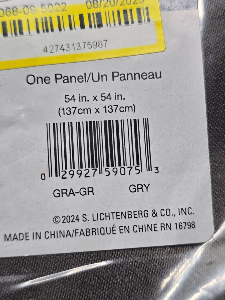 54"x54" Room Darkening Grommet Curtain Panel Polyester Drapery, Gray - Image 3 of 4