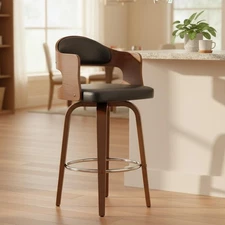 ACBS09 Counter Height Swivel Bar Stool for Kitchen Island, Upholstered in Fau...