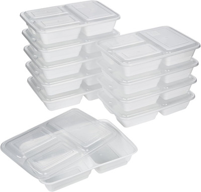 Food Storage Containers for Meal Prep Rectangle Three Compartments & Made withou