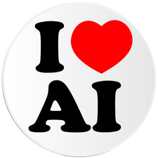 I Love AI - 3 Pack Circle Stickers 3 Inch - ChatGPT Humor Meme