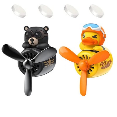2 Pieces Car Air Fresheners, Cute Bear Pilot Car Diffuser, Propeller Air Outl...