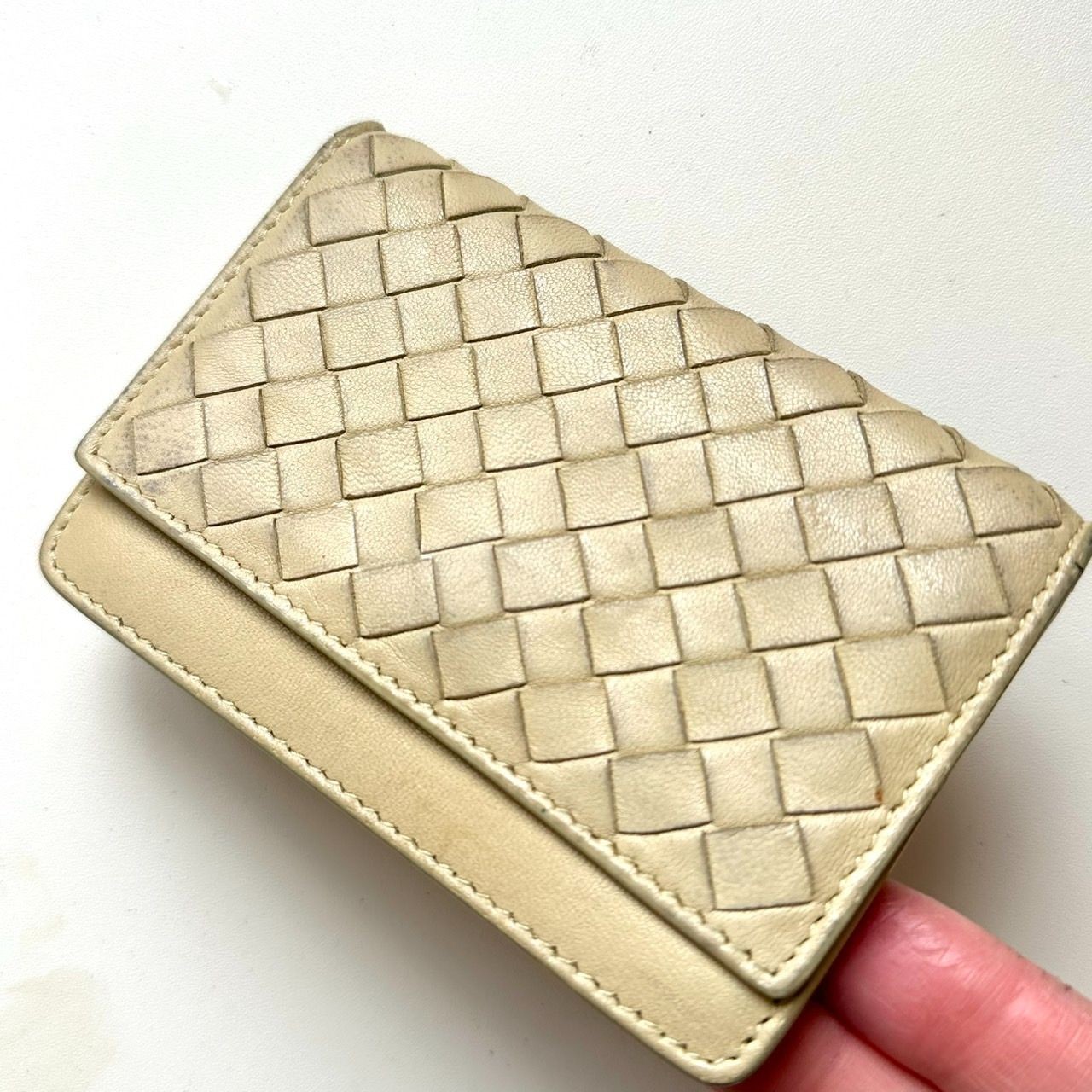 Bottega Veneta Card Holder Cream Leather Business Card Case thumbnail 7