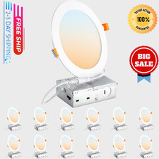 12 PACK 6 Inch 5CCT LED Recessed Ceiling Light Dimmable with Junction Box