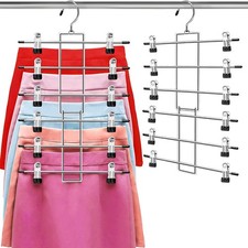 Pants Hangers with Clips,Space Saving Hanging Closet 1pack, Silver
