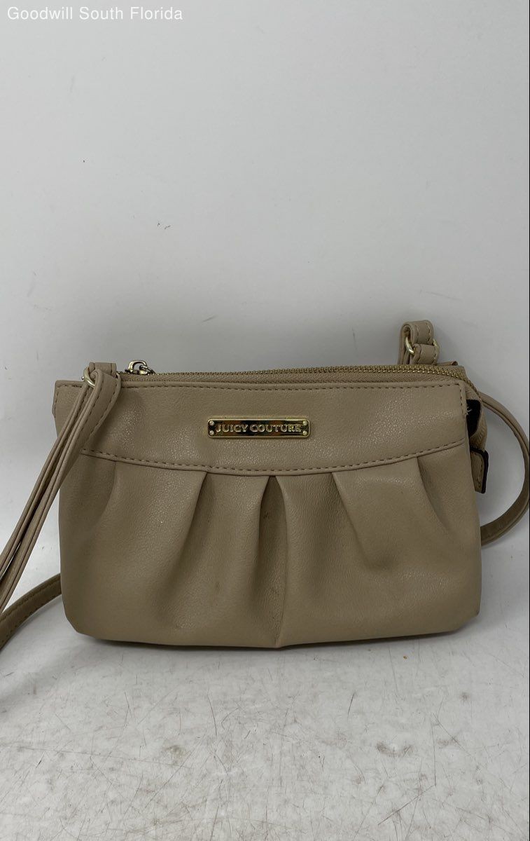 Juicy Couture Womens Light Brown Leather Shoulder Crossbody Bag