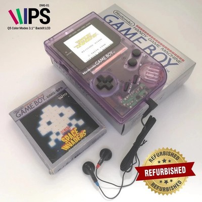 Nintendo Game Boy DMG-01 IPS Q5 Backlit LCD Konsole OVP + Space Invaders