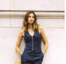 Rouje Paris Jacob Vest In Blue Womens Top Size 36