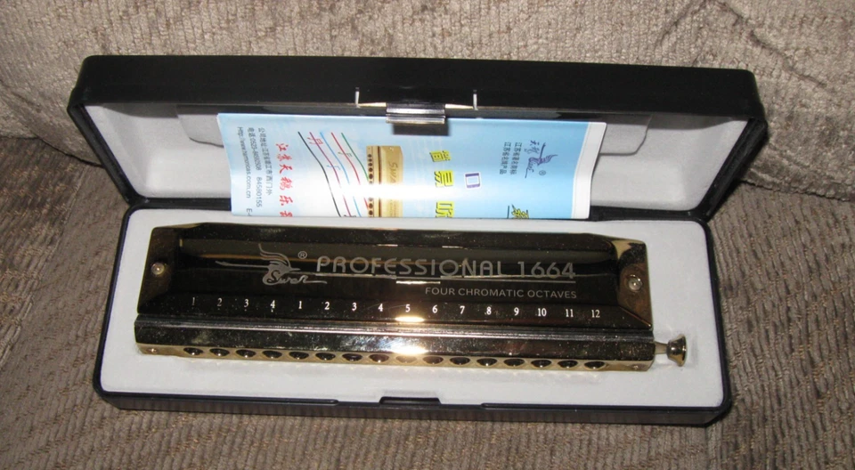 Swan 1664 - 12 Holes Chromatic Harmonica in C FOUR CHROMATIC OCTAVES Mouth Organ - Image 3 of 4
