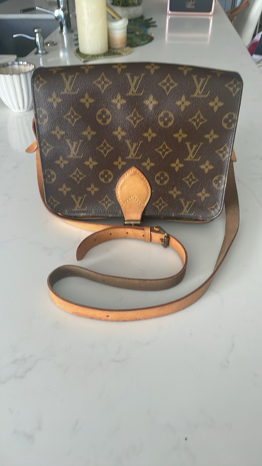 Louis Vuitton Cartouchiere MM Shoulder Bag in Rich Brown Leather  